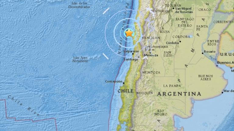 Σεισμός τώρα:  Σεισμική δόνηση μεγέθους 5,8 βαθμών σημειώθηκε ανοιχτά των ακτών της κεντρικής Χιλής