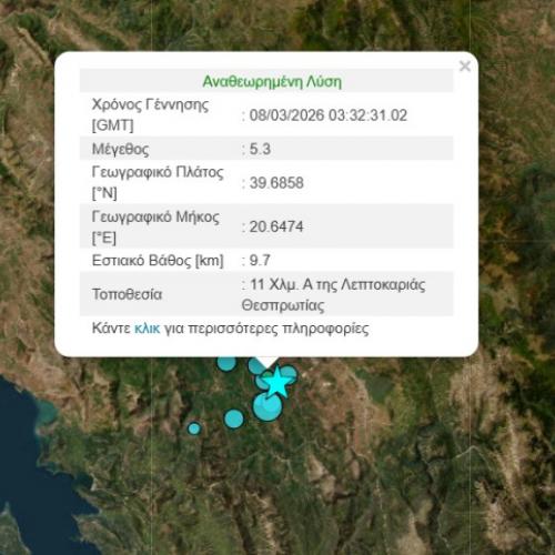 σεισμος θεσπρωτια - γιαννενα